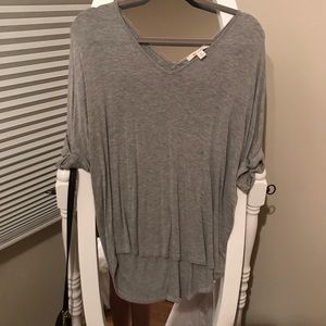 Francesca’s gray t-shirt